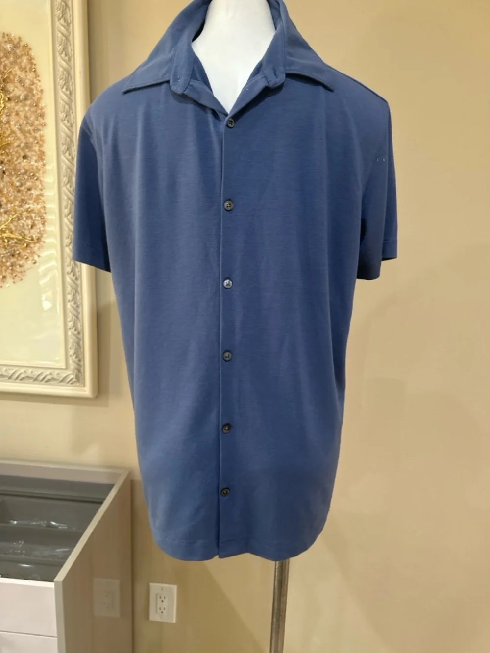 Banana Republic Men's Short-Sleeve Button-Down Shirt in Dusty Blue - Picture 4 of 10